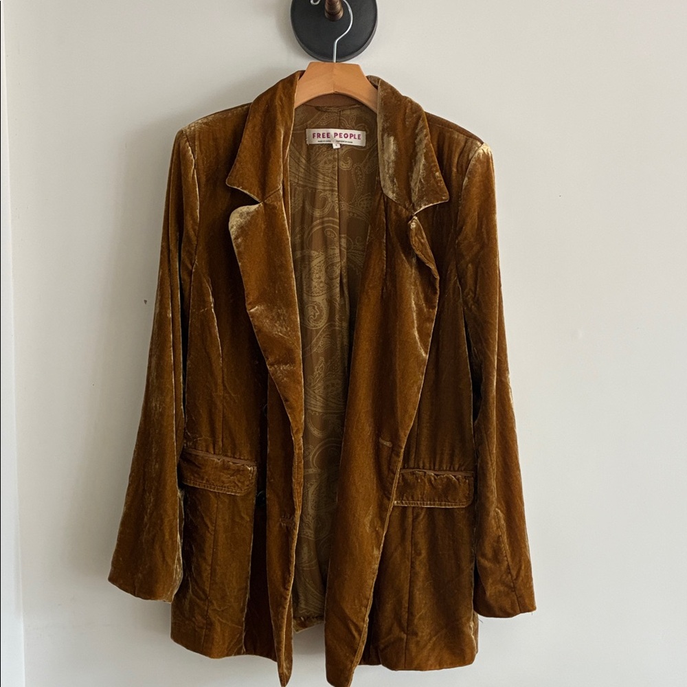 Free People Chestnut Velvet Blazer Jacket